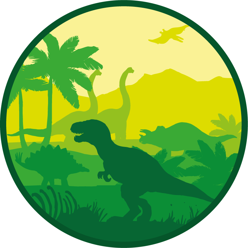 Dinosauri silueta na krajobraznom kružnom tepihu - TenStickers