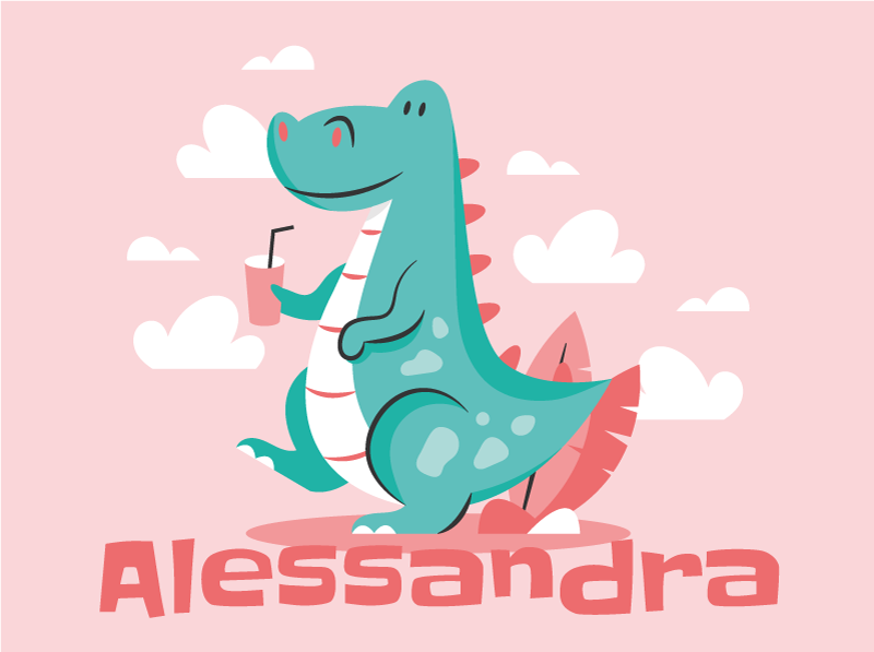 Vinil podovi s imenima personalizirani zmaj - TenStickers