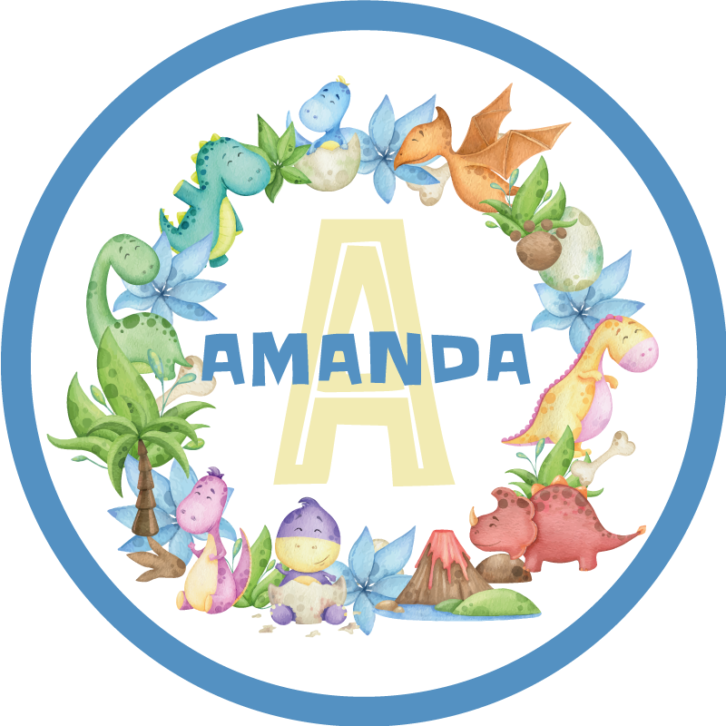 Vinil podovi s imenima krug dinosaura - TenStickers