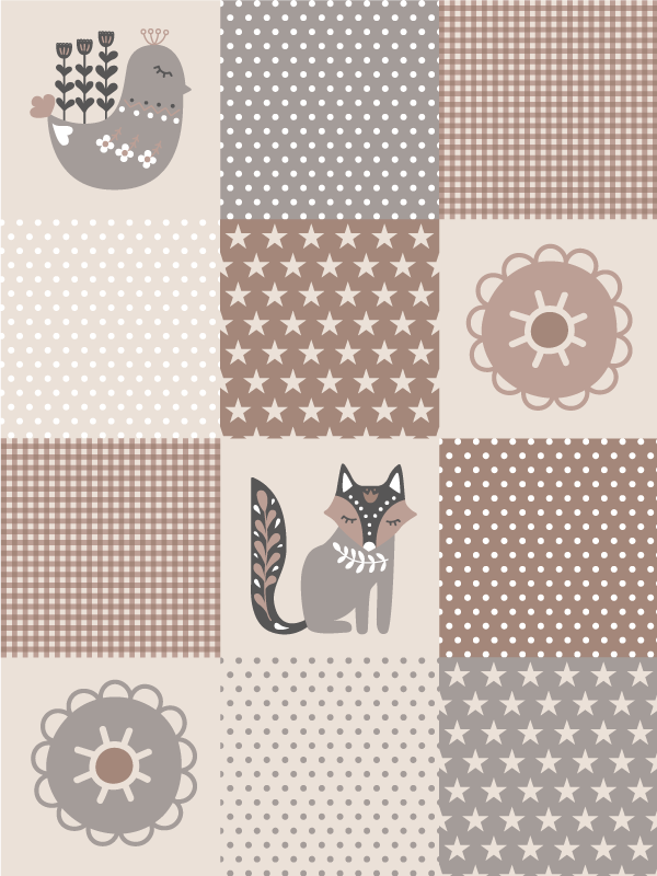 Nordijske životinjske pločice djeca vinil prostirka - TenStickers