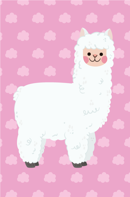 Ružičasta nordijska lama dječja vinil prostirka - TenStickers