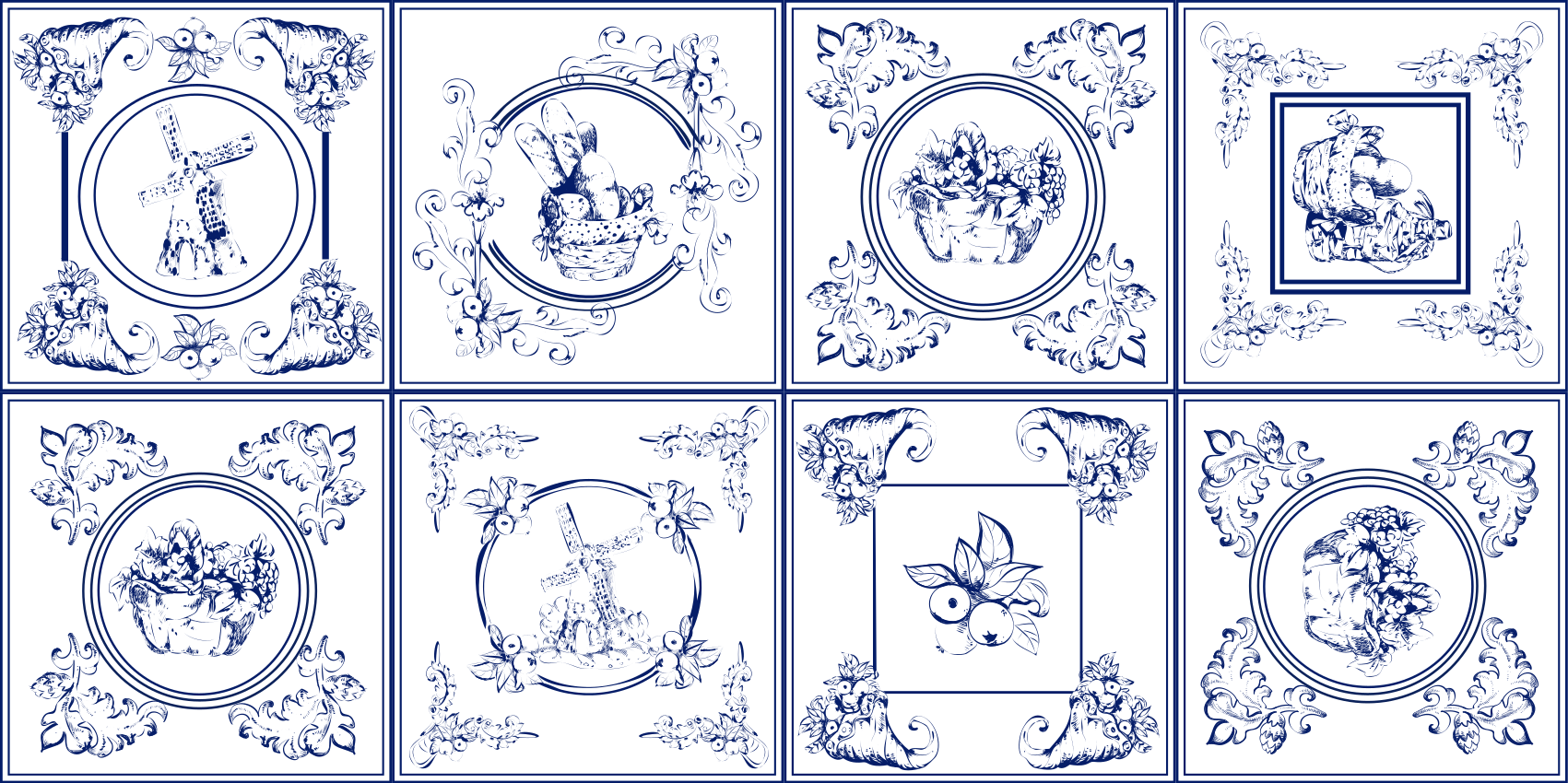 Vintage plave pločice pločica tepih - TenStickers