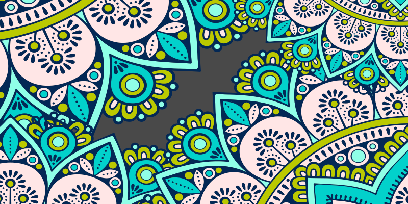 Vinil podovi mandala s vibrantnim botaničkim motivom - TenStickers