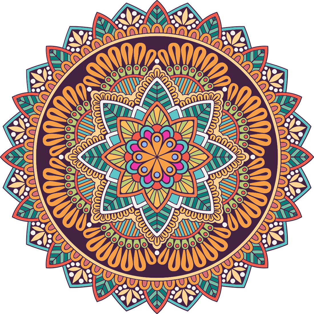 Vinil podovi mandala s vibrantnim motivom mandale - TenStickers