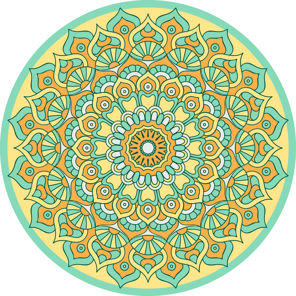 Mandala narančasta i teal mandala vinil prostirka - TenStickers