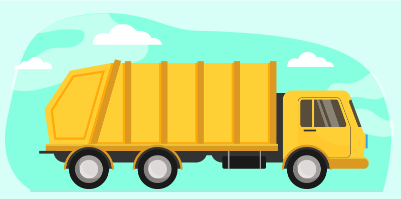 žuti kamion za smeće djeca vinil prostirka - TenStickers