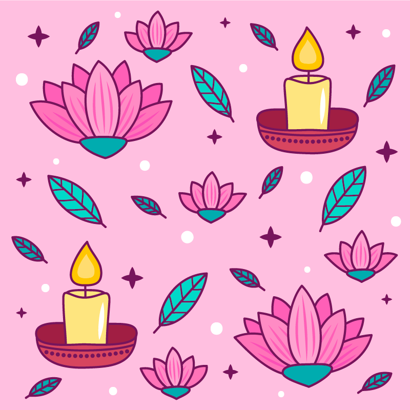 Lotus svijeća cvjetni vinil tepih - TenStickers