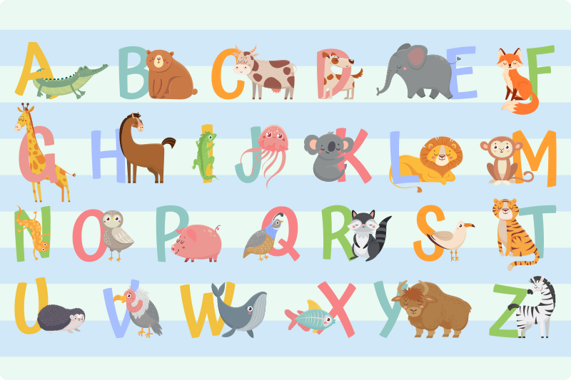 Drugi vinil podovi alphabet parada životinja - TenStickers