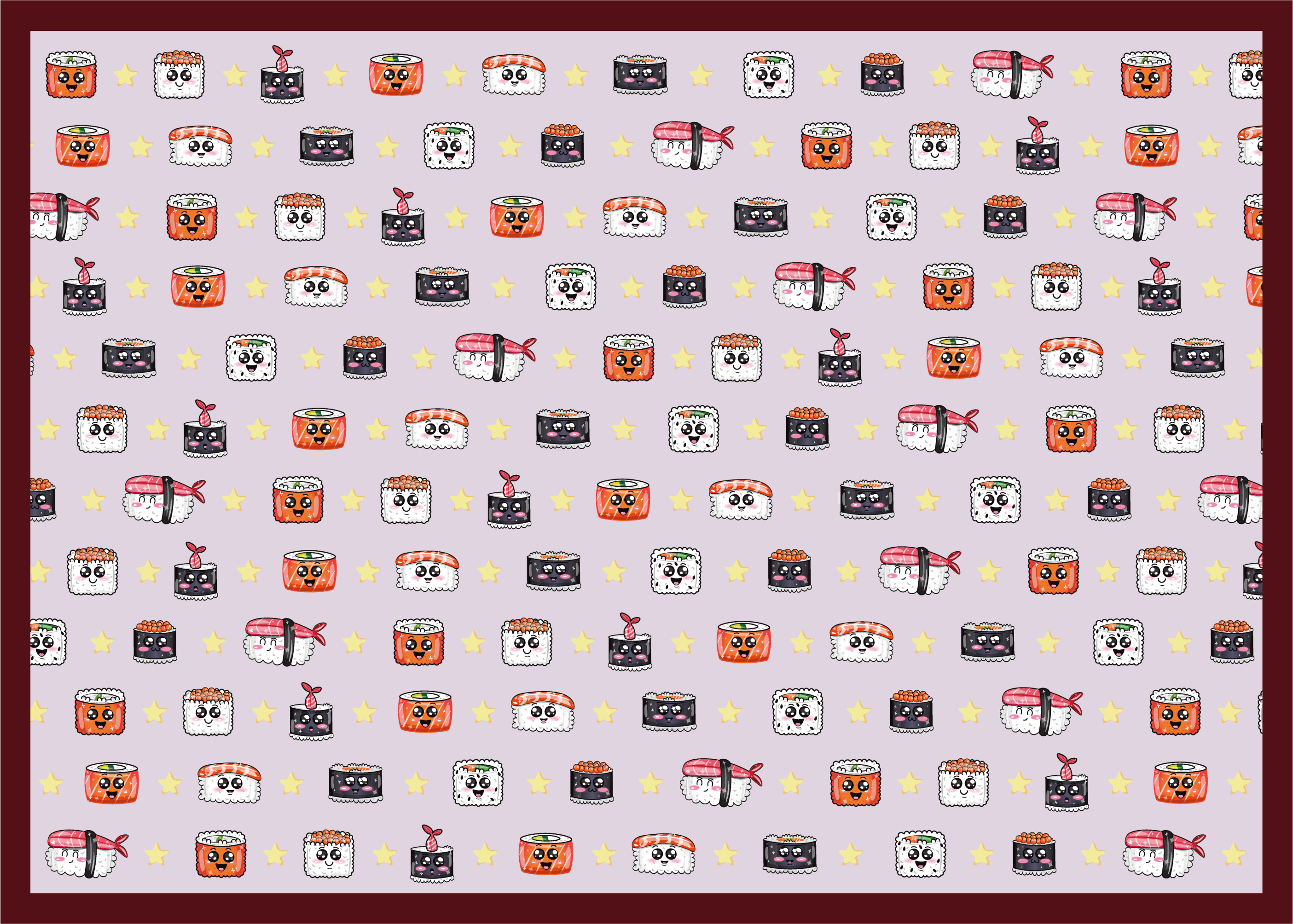 Vinil podovi djeca crtani uzorak sushija - TenStickers