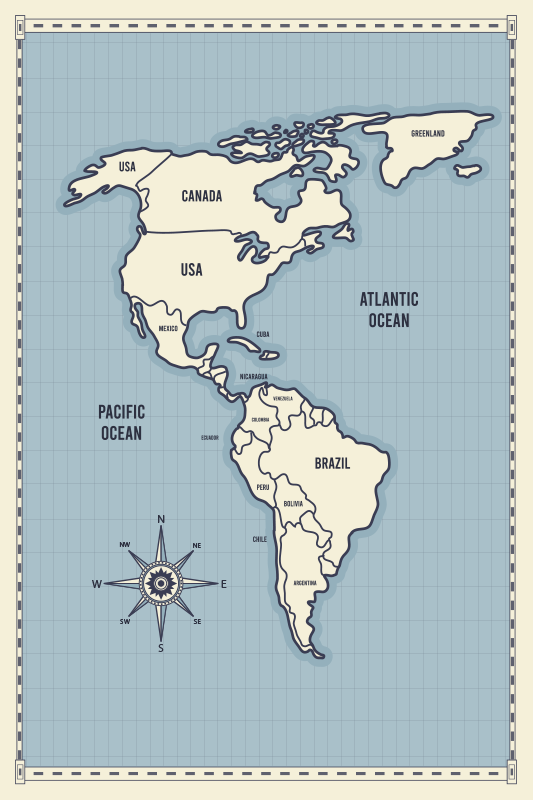 Vinil podovi karta svijeta mapa Amerike - TenStickers