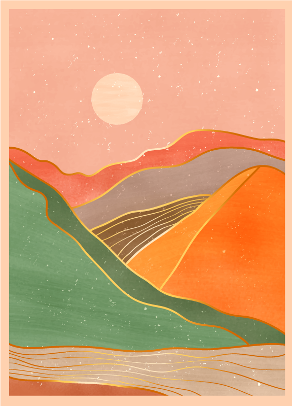 Vinil podovi moderan apstraktni planinski krajolik - TenStickers