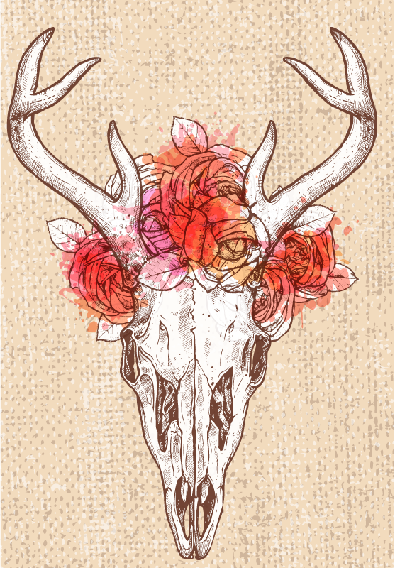 Vinil podovi životinja cvjetni aranžman s lubanjama - TenStickers