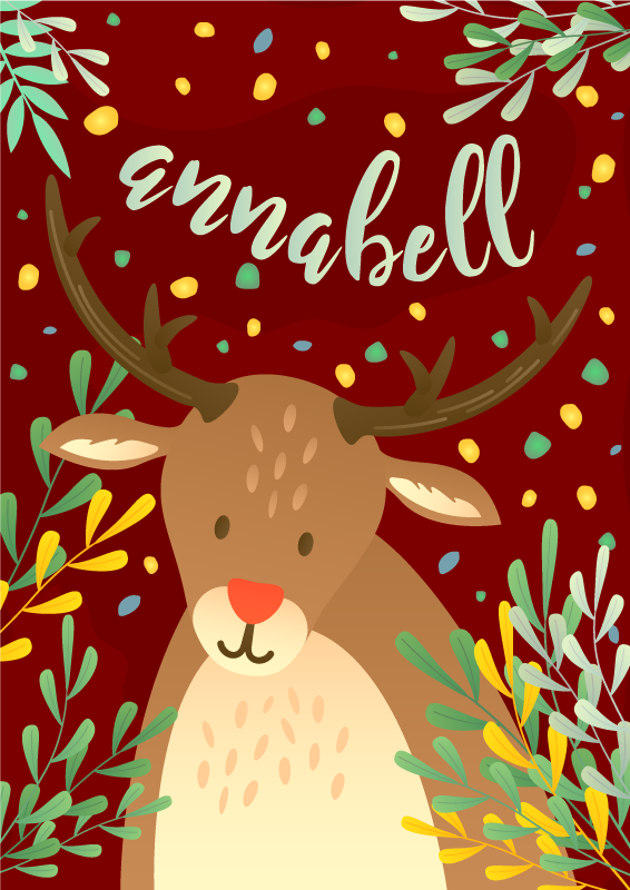 Vinil podovi Božić sobovi s imenom - TenStickers