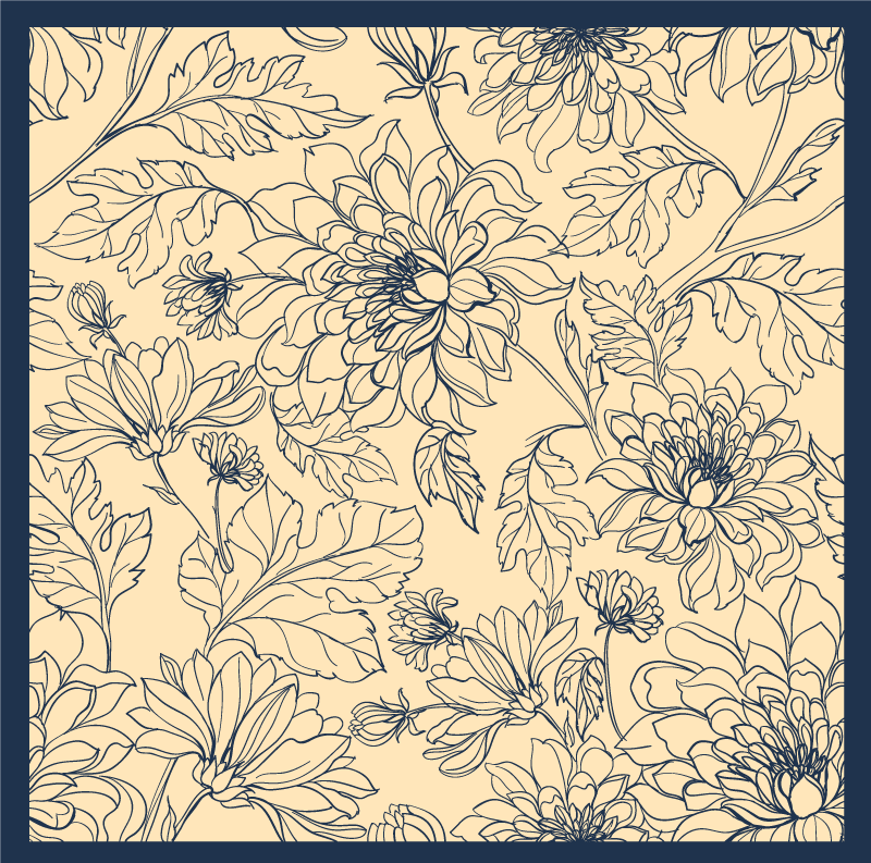 Vinil podovi dnevna soba elegantni cvjetni obris - TenStickers