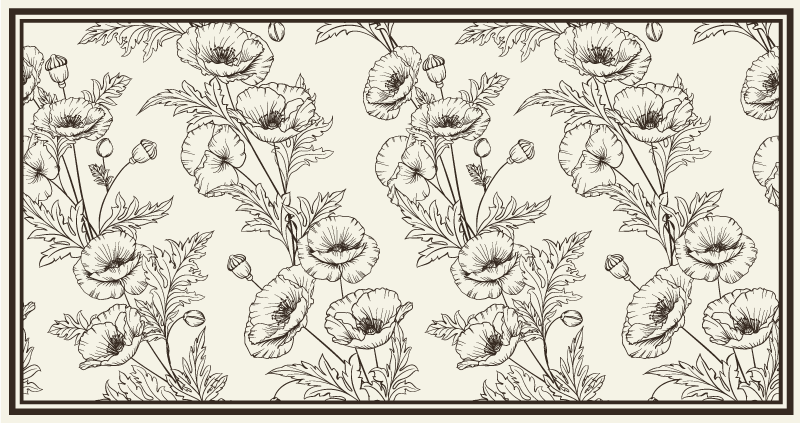 Vinil podovi dnevna soba cvjetni uzorak obrisa - TenStickers