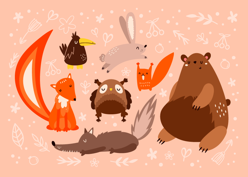 Vinil podovi rasadnici preslatki životinjski pratitelji - TenStickers