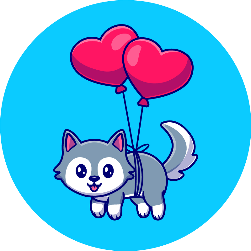 Vinil podovi životinja beba vuka s balonima - TenStickers