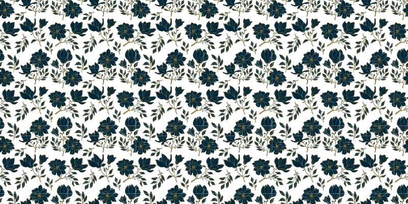 Plavi cvjetovi uzorak pločica tepih - TenStickers