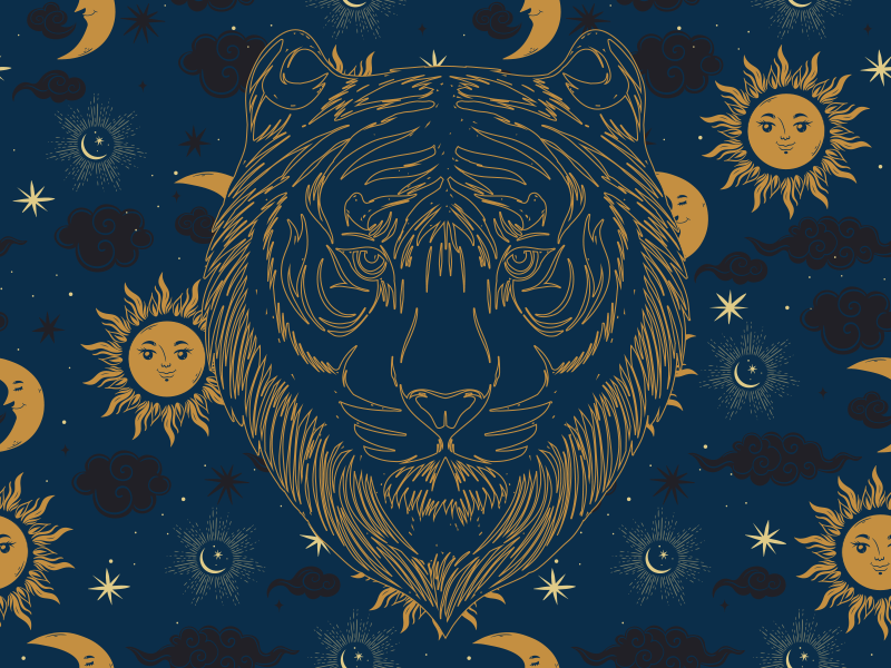 Vinil podovi otisak životinja tigar i sunca - TenStickers