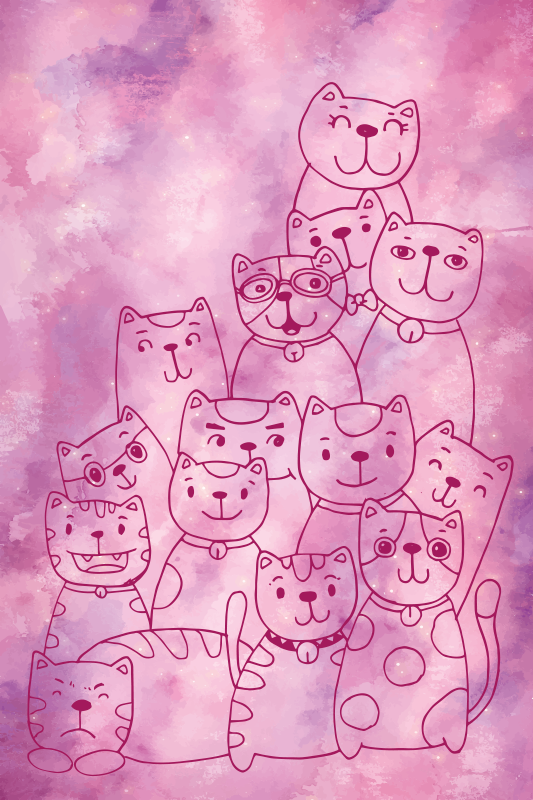 Drugi vinil podovi razigrano mačje okupljanje - TenStickers