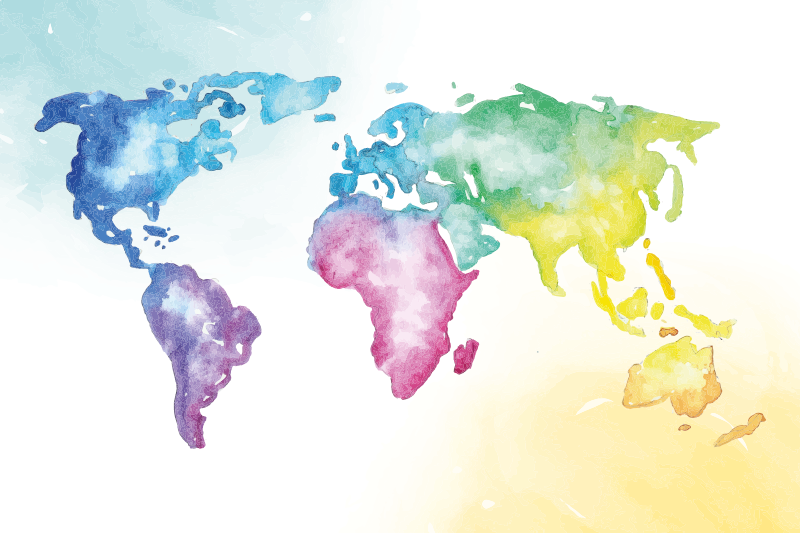 Umjetnički šareni tepih svjetske karte - TenStickers