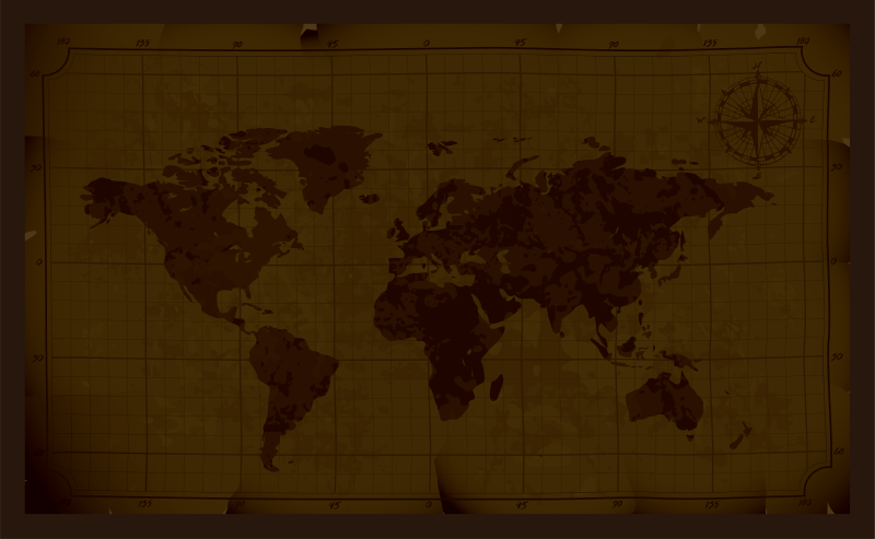 Vinil podovi karta svijeta antikni smeđi dizajn - TenStickers