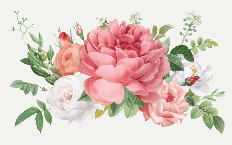 Vinil podovi cvijeće i biljke živahni cvjetni aranžman - TenStickers