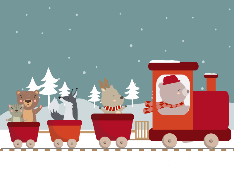 Drugi vinil podovi avantura sa životinjskim vlakom - TenStickers