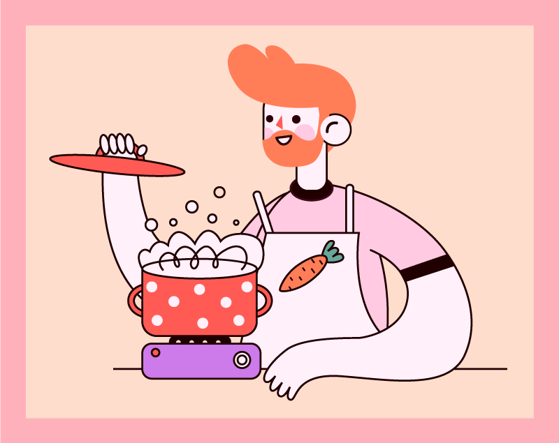 Vinil pod u kuhinji crvenokosi muškarac kuha - TenStickers