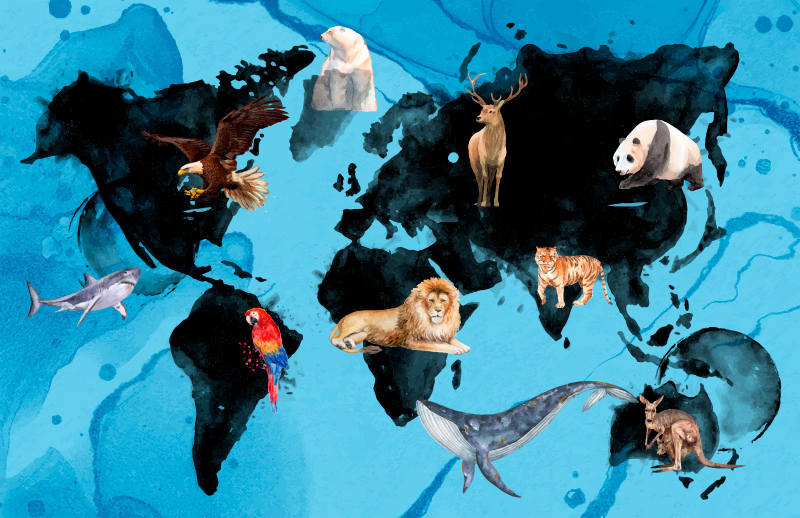 Drugi vinil podovi plavo-crna divljač - TenStickers