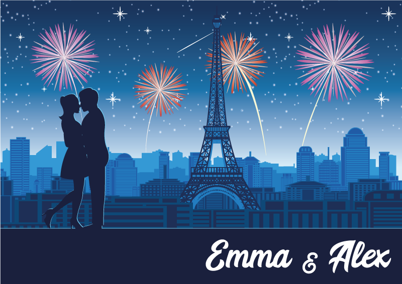 Vatromet i neboder personalizirana prostirka - TenStickers