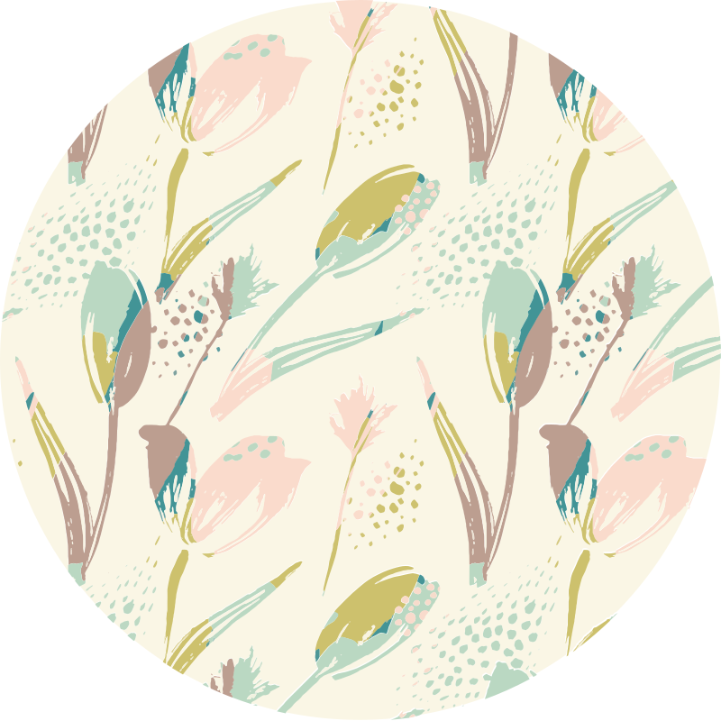 Vinil podovi cvijeće i biljke cvjetni uzorci krug - TenStickers