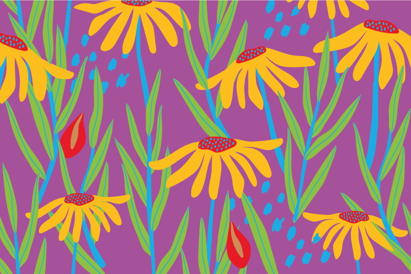 Vinil podovi cvijeće i biljke ljubičasti botanički aranžman - TenStickers