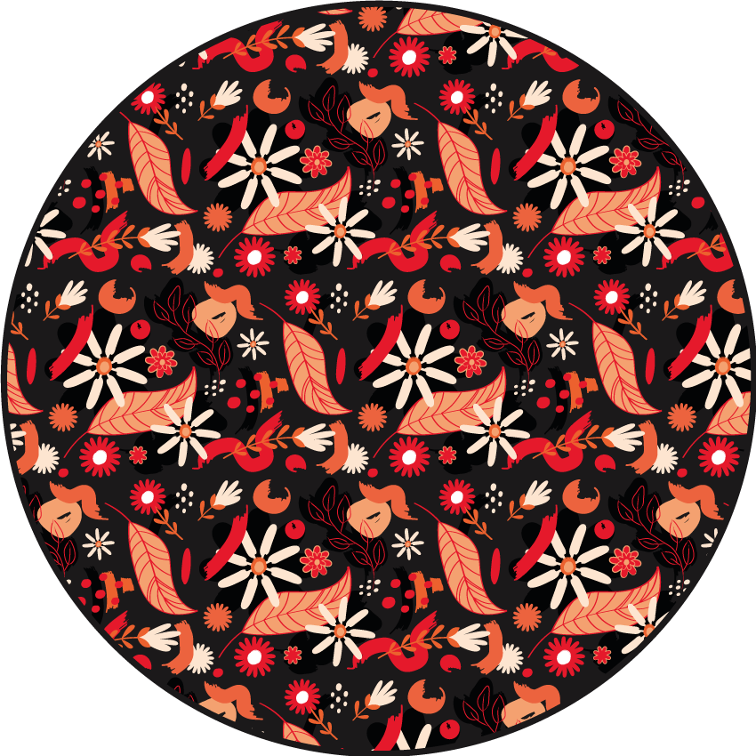 Crveni i crni cvjetni uzorak cvjetni tepih - TenStickers