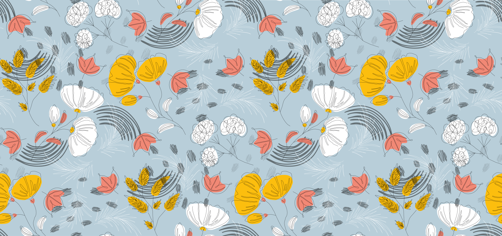 Vinil podovi cvijeće i biljke plavi uzorak cvijeta - TenStickers