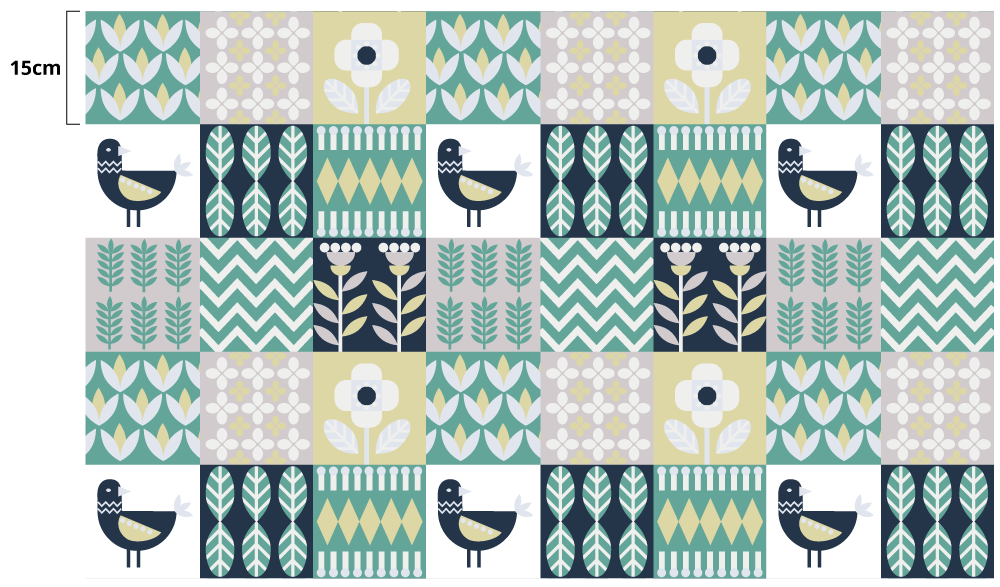 Vinil pločice šareni uzorak ptica - TenStickers