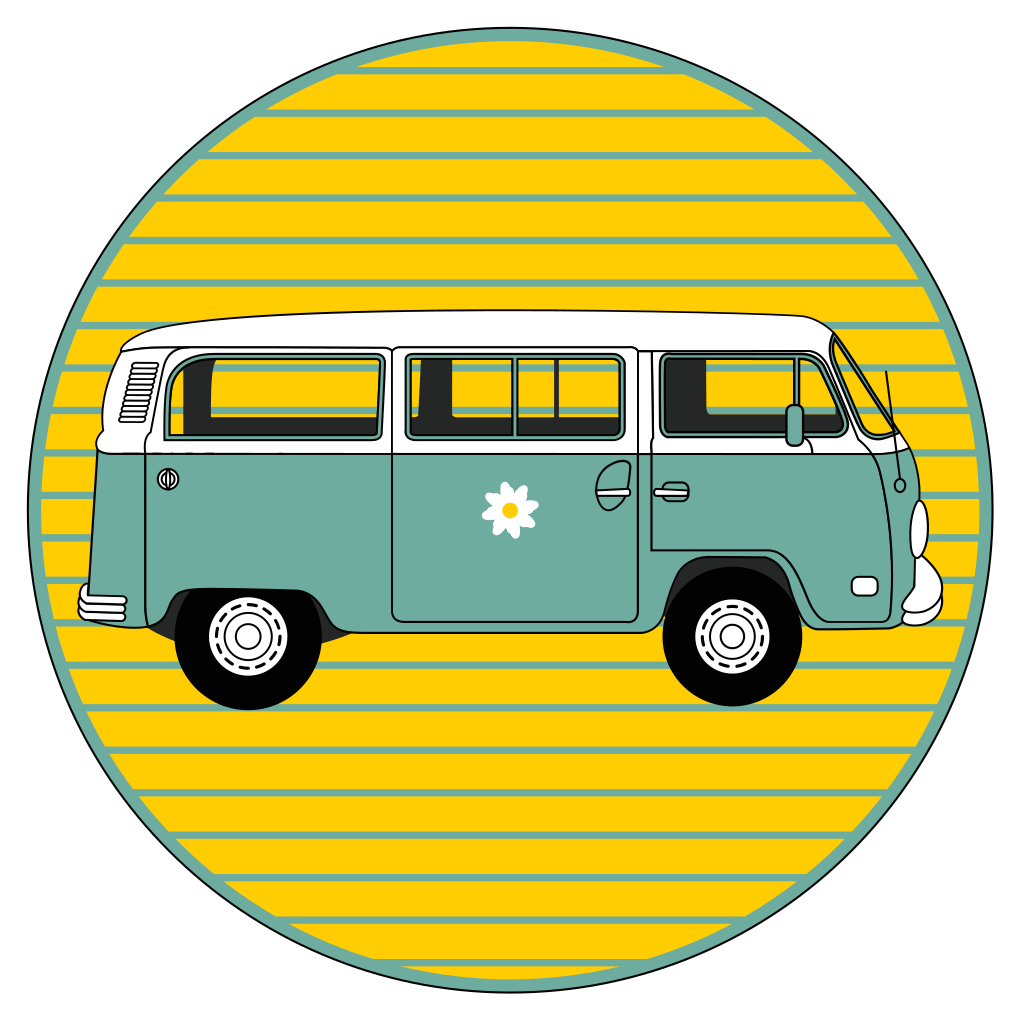 Vinil podovi zvijezde vintage kombi s tratinčicom - TenStickers