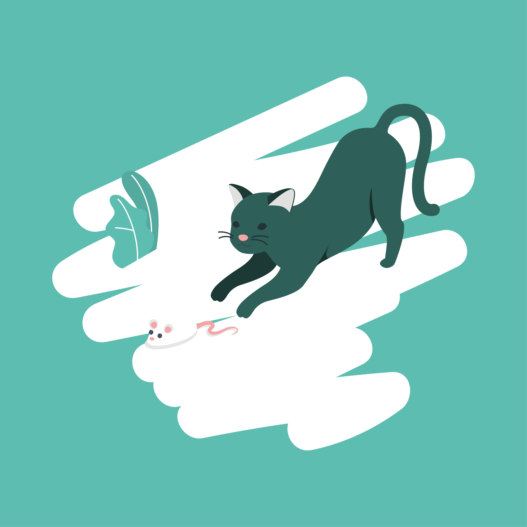 Vinil podovi spavaća soba razigrana potjera za mačkom - TenStickers