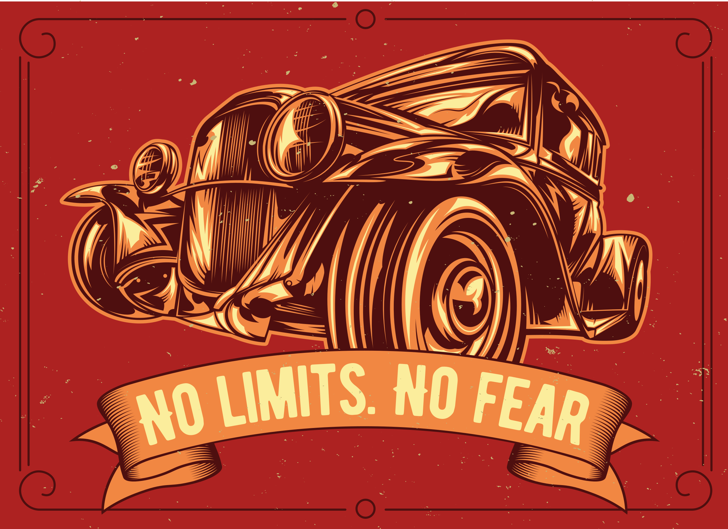 Vinilne prostirke s frazama ilustracija klasičnog automobila - TenStickers