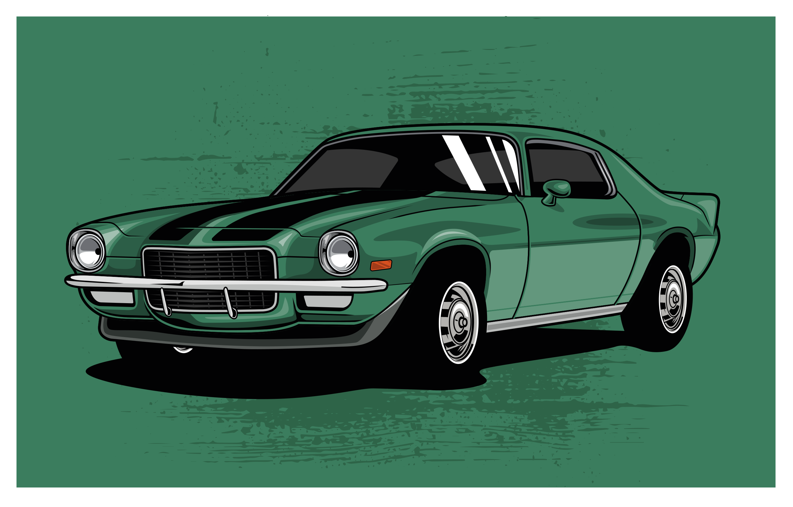 Vinil podovi ceste pogled na klasični automobil - TenStickers