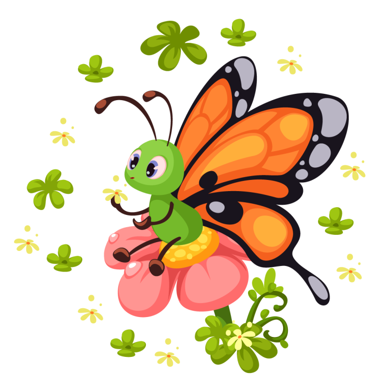 Leptir koji sjedi na sagu cvijeća životinja - TenStickers