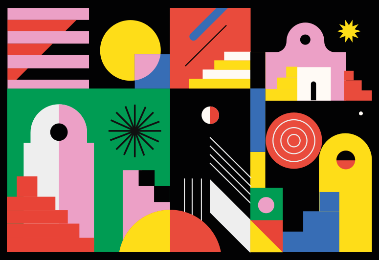 Mozaik ravnih geometrijskih elemenata prostirka za spavaću sobu - TenStickers