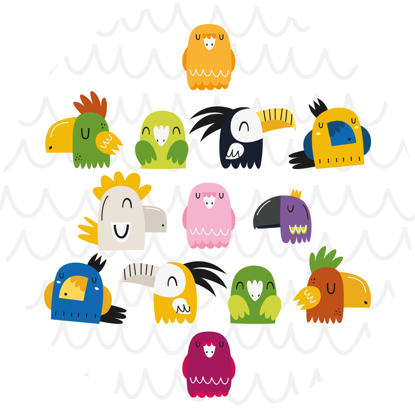 Vinil podovi djeca šarena ptičja lica - TenStickers