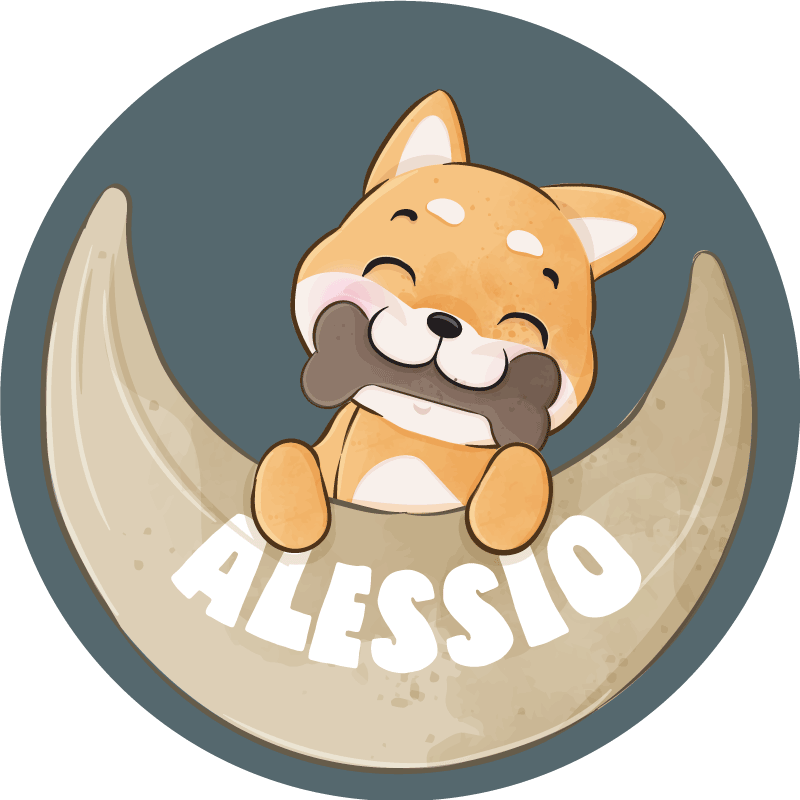 Drugi vinil podovi štene s kosti i imenom - TenStickers