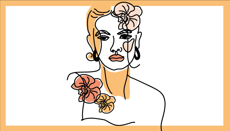 Vinil podovi moderan elegantan cvjetni portret - TenStickers