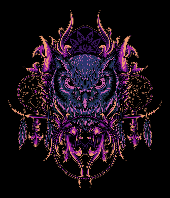 Vinil podovi životinja umjetnost hvatača snova sove - TenStickers