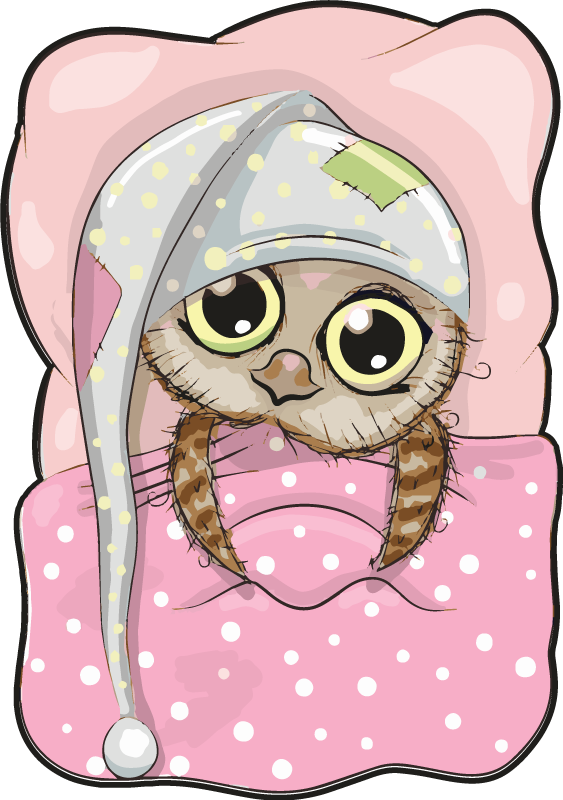 Vinil podovi djeca slatka uspavana sova - TenStickers