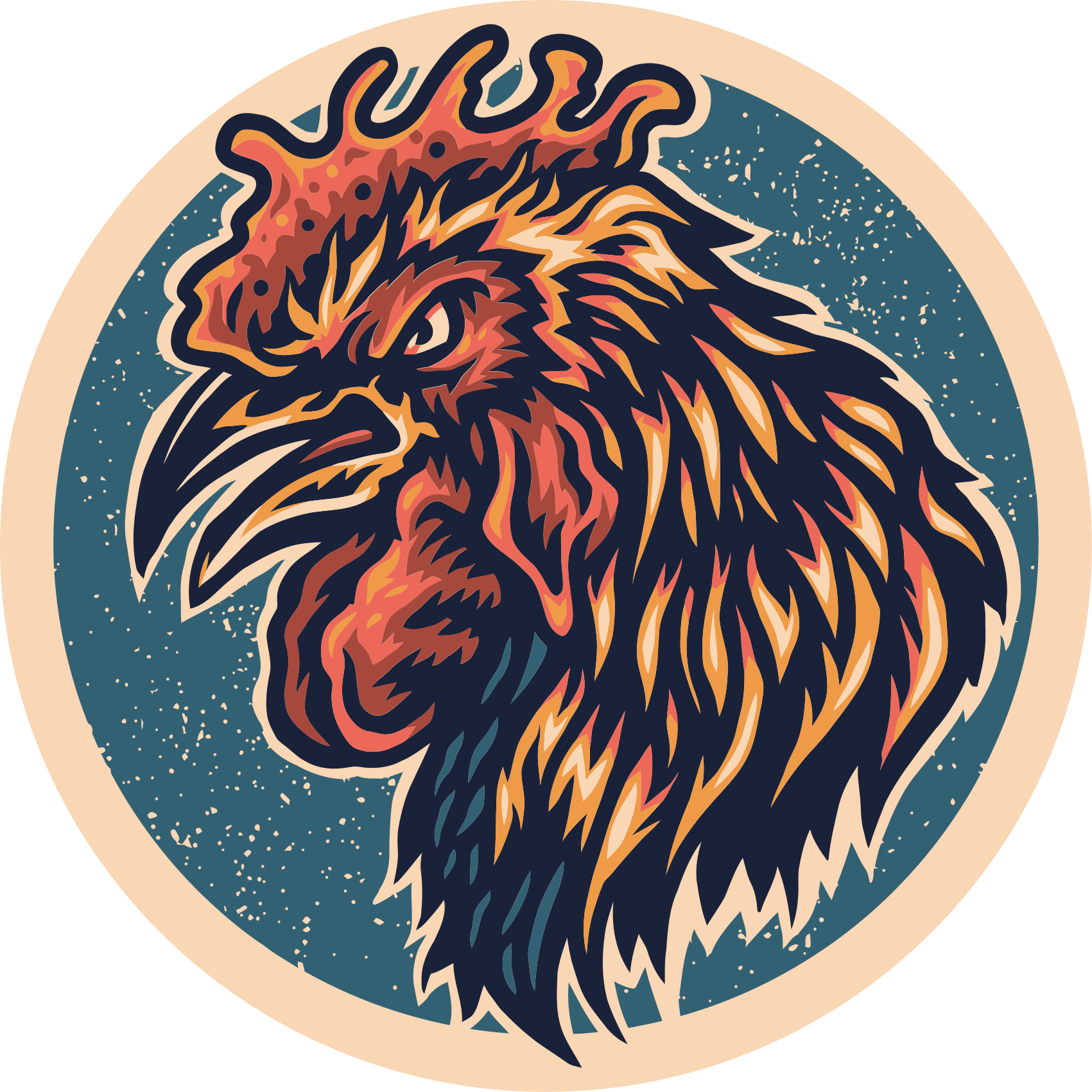 Vinil podovi tinejdžeri ilustracija pijetlove glave - TenStickers