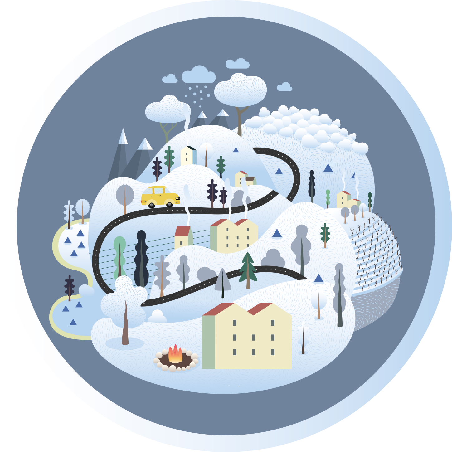 Vinil podovi ceste putovanje kroz hiroviti krajolik - TenStickers