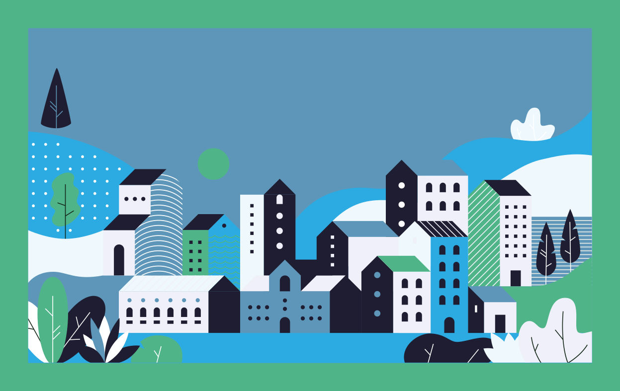 Drugi vinil podovi plavi urbani krajolik - TenStickers